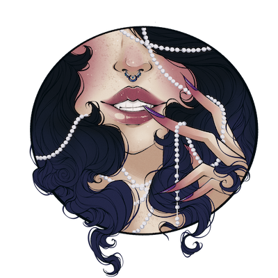 Bitten Nail Art logo of a witch biting her long nails